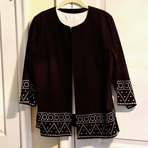 NEW Linnea by Louis Dell' Olio Dressy Black Decorated Cardi Jacket, Small NWT - Picture 1 of 14